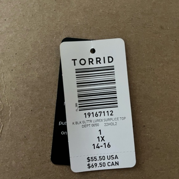 NWT torrid size 1 knit glitter peplum top - Picture 2 of 2